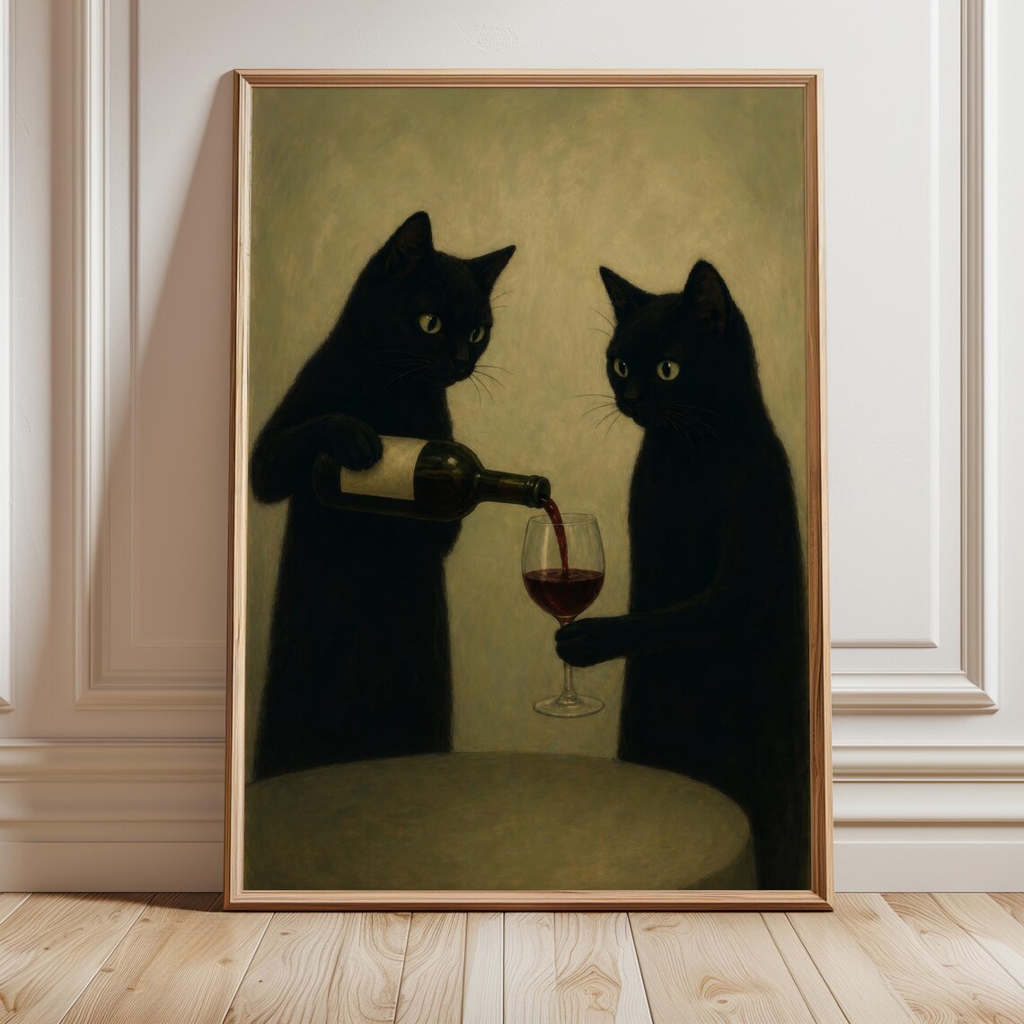 Black Cats Wine, Moody Gothic Poster Print