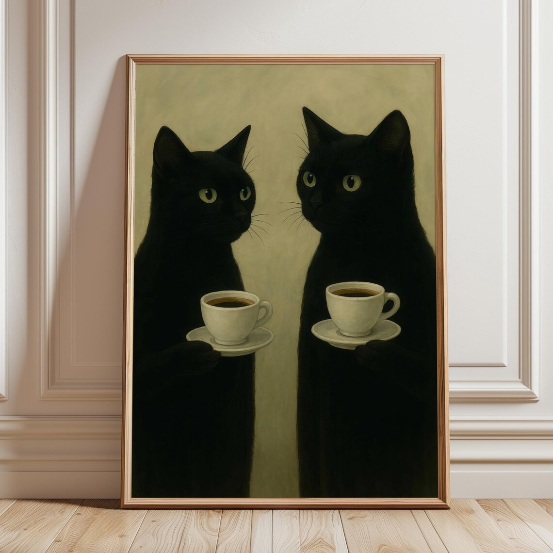 Black Cat Coffee Bar Poster, Gothic Kitchen Wall Art
