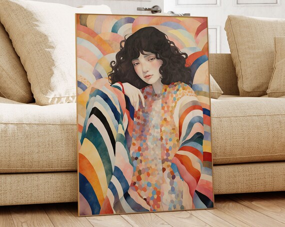 Colorful Eclectic Poster Print Boho Wall Art Bohemian Decor Artistic Rainbow Green Home Decor Gallery Wall Home Decor Gift For Friend