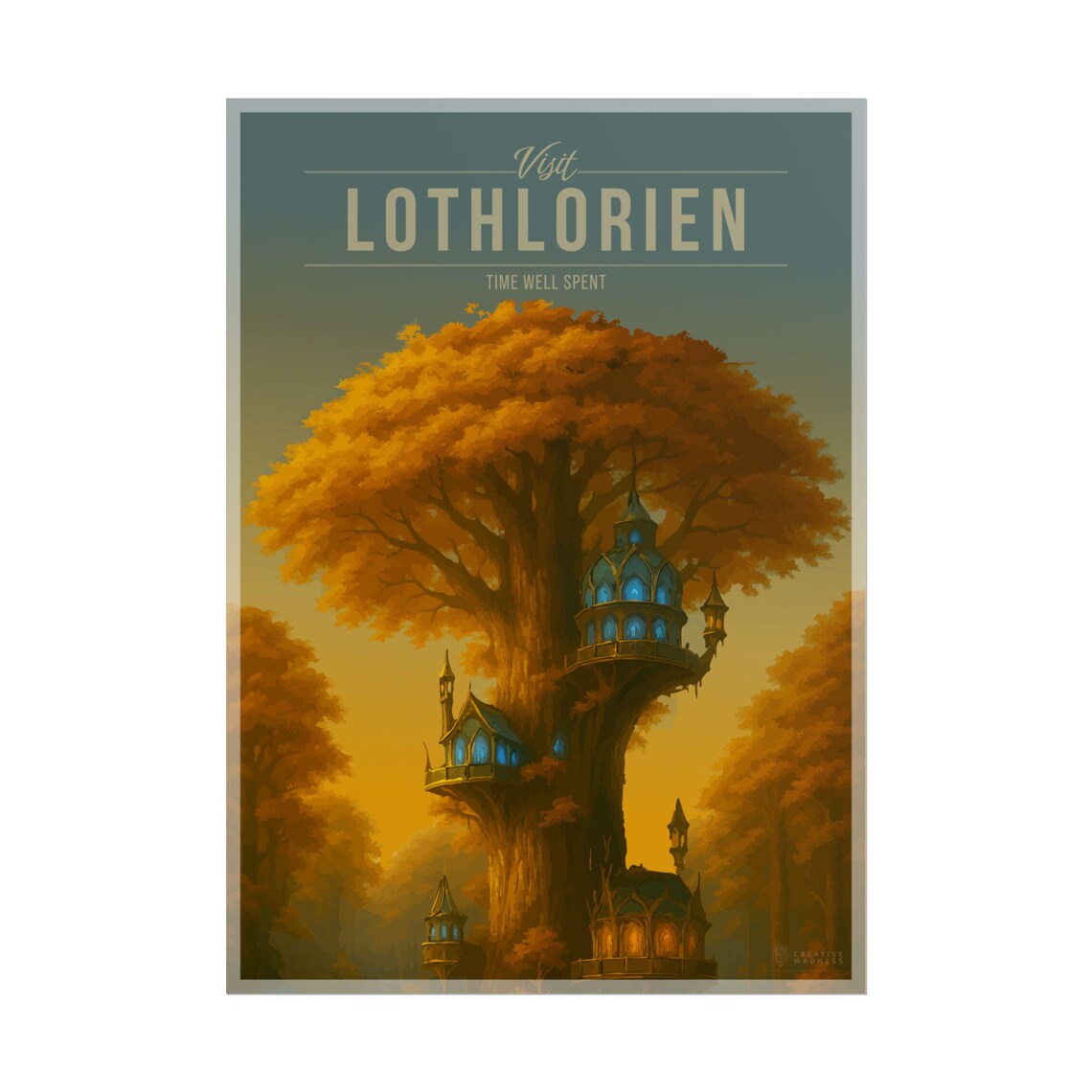 Lothlorien Travel Poster, Scenic Fantasy Art Print
