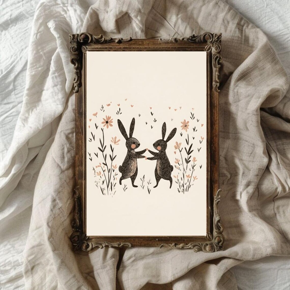 Spring Bunny Easter Decor, Coquette Bunny Art - Image 4
