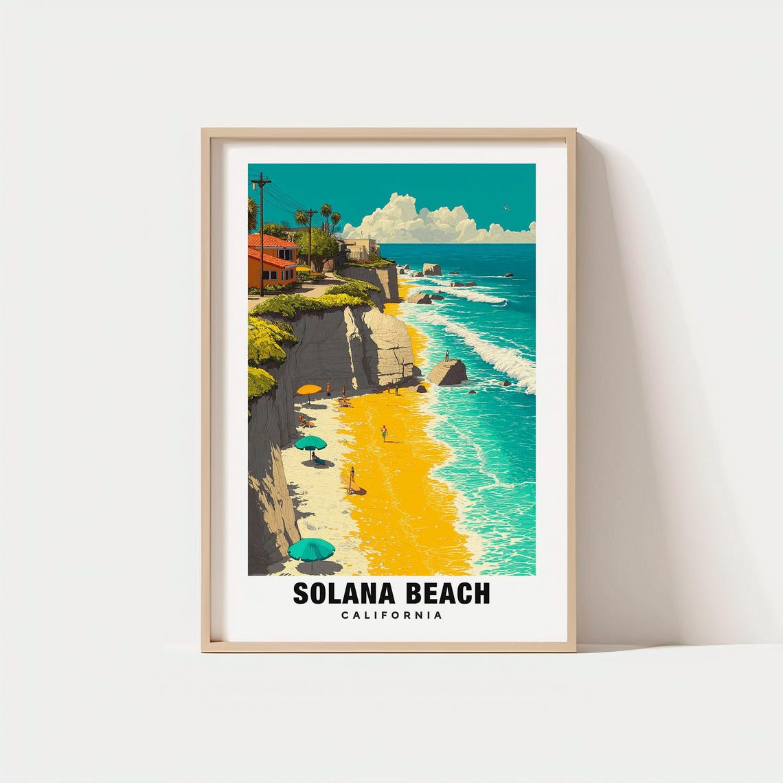 Solana Beach California Cliffs Golden Sand Surf Beach Poster