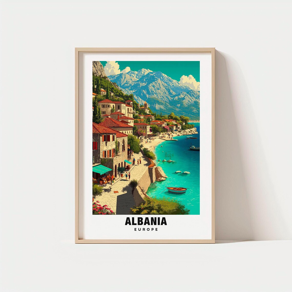 Albania Print Travel Poster Scenic Landscape Coastal Views Mountain Charm Cultural Escape Historic Sites Nature Posterbalkan Beauty