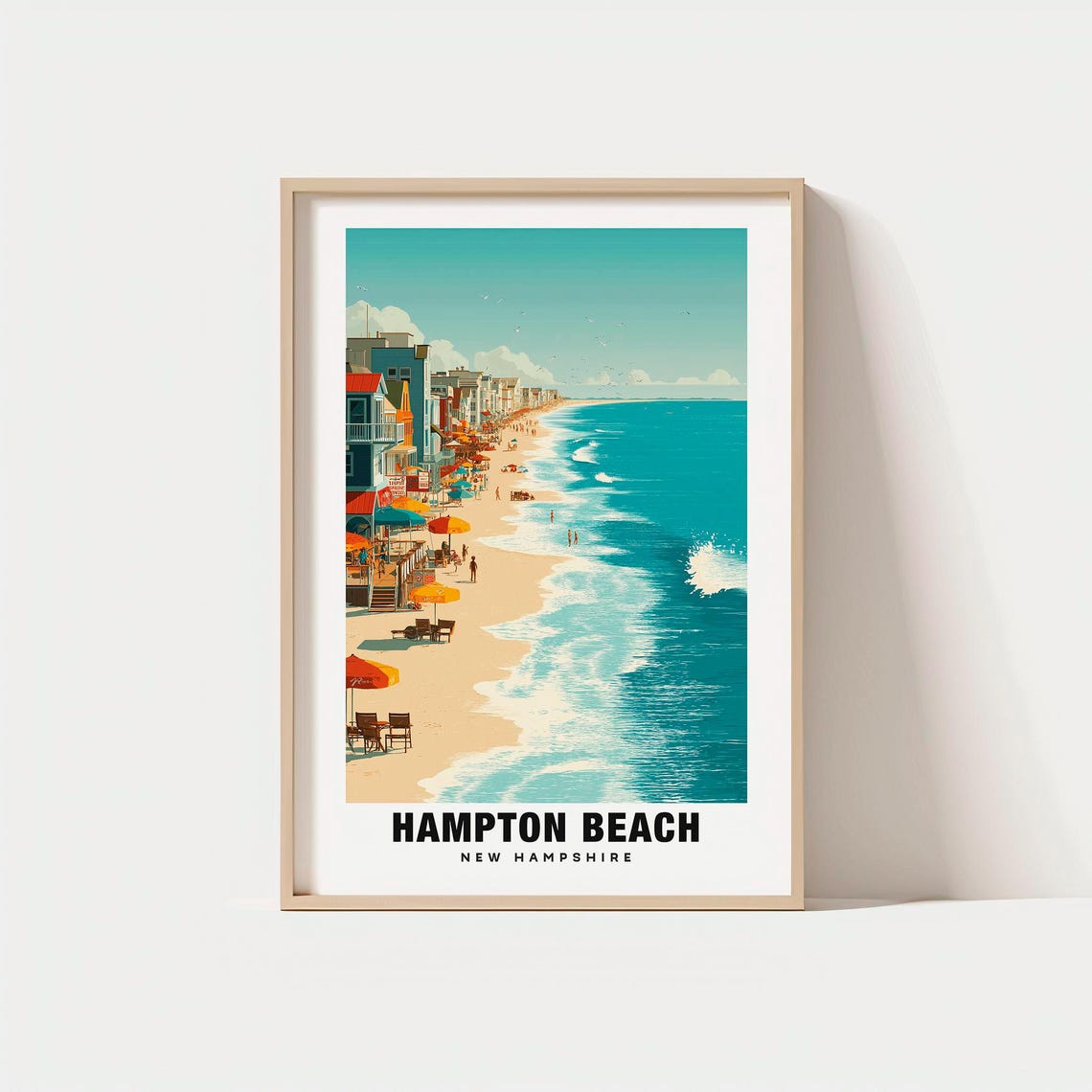 Hampton Beach New Hampshire Boardwalk Summer Seaside Travel Poster