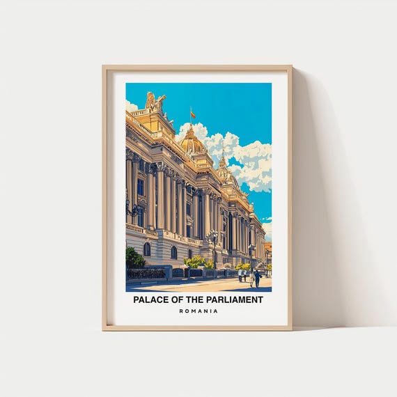 Palace Of The Parliament Print Romania Poster Travel Wall Art Historic Print Scenic Art Landmark Decor Bucharest View Travel Poster