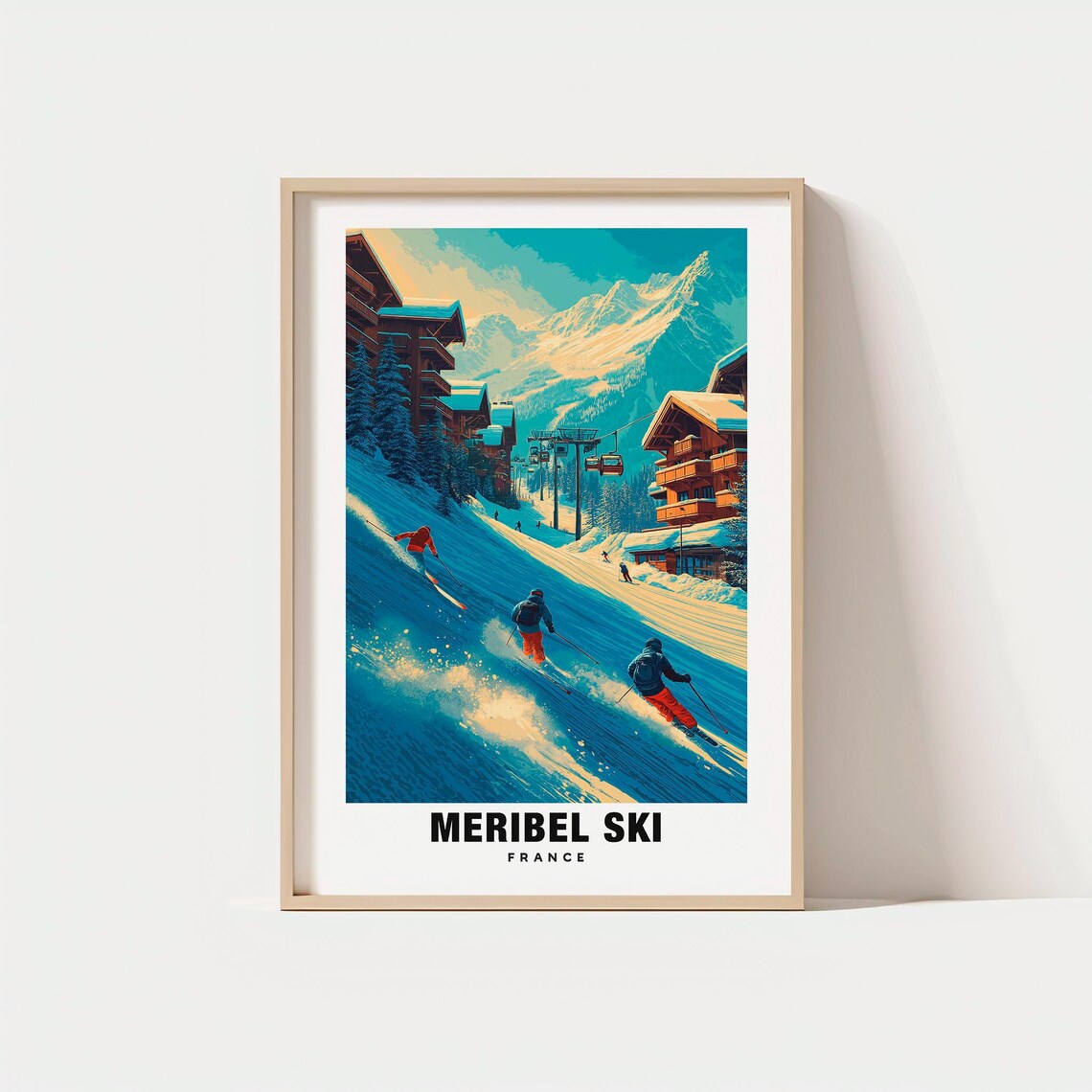 Meribel Travel Print Ski Poster France Resort French Culture Art