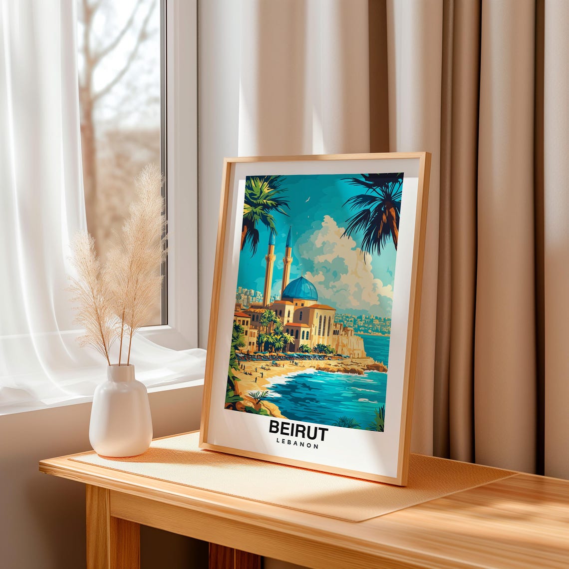 Beirut Travel Poster Lebanon Cityscape Art Travel Inspired Home Decor Beirut Landmark Illustration Lebanon Travel Poster Beirut Poster - Image 3