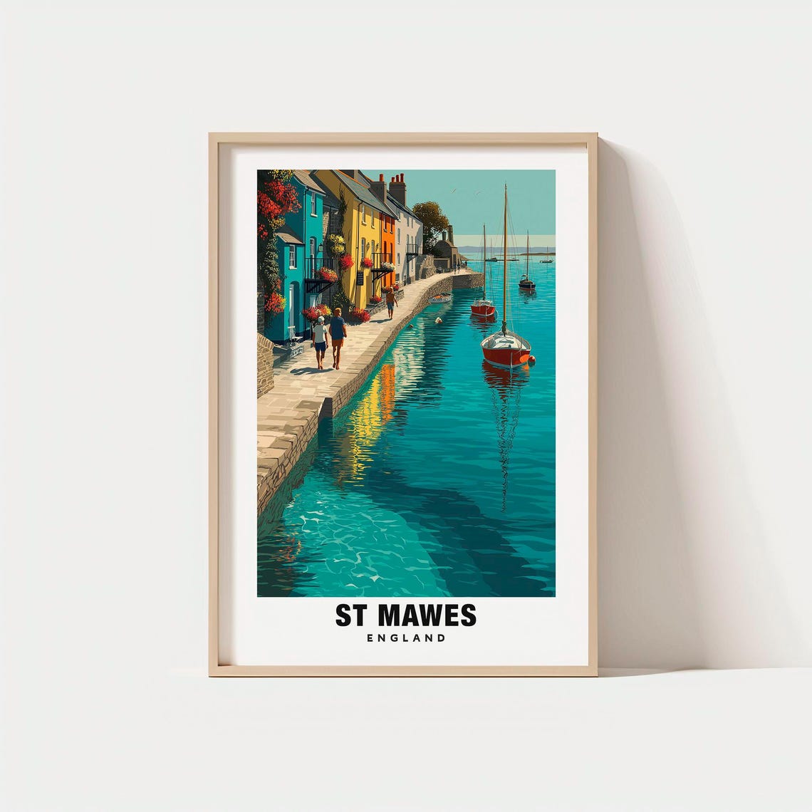St Mawes England Quayside Cottages Sailboats Harbor Poster Art