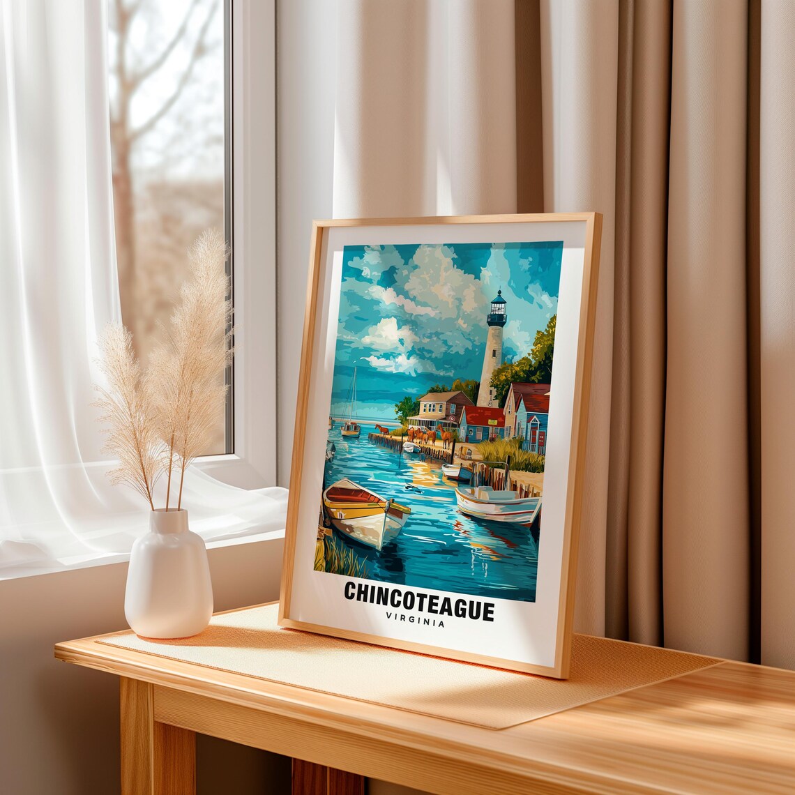 Chincoteague Print Virginia Poster Chincoteague Views Chincoteague Landmarks Chincoteague City Virginia Charm Chincoteague Beauty - Image 3