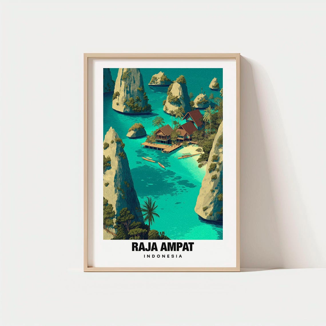Raja Ampat Indonesia Limestone Karst Islands Lagoon Travel Poster