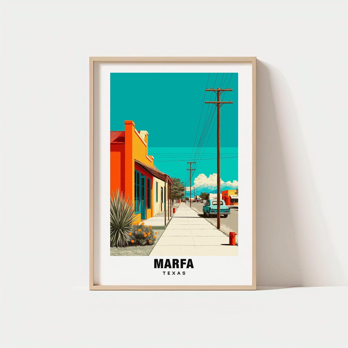 Marfa Texas West High Desert Street Vintage Americana Poster