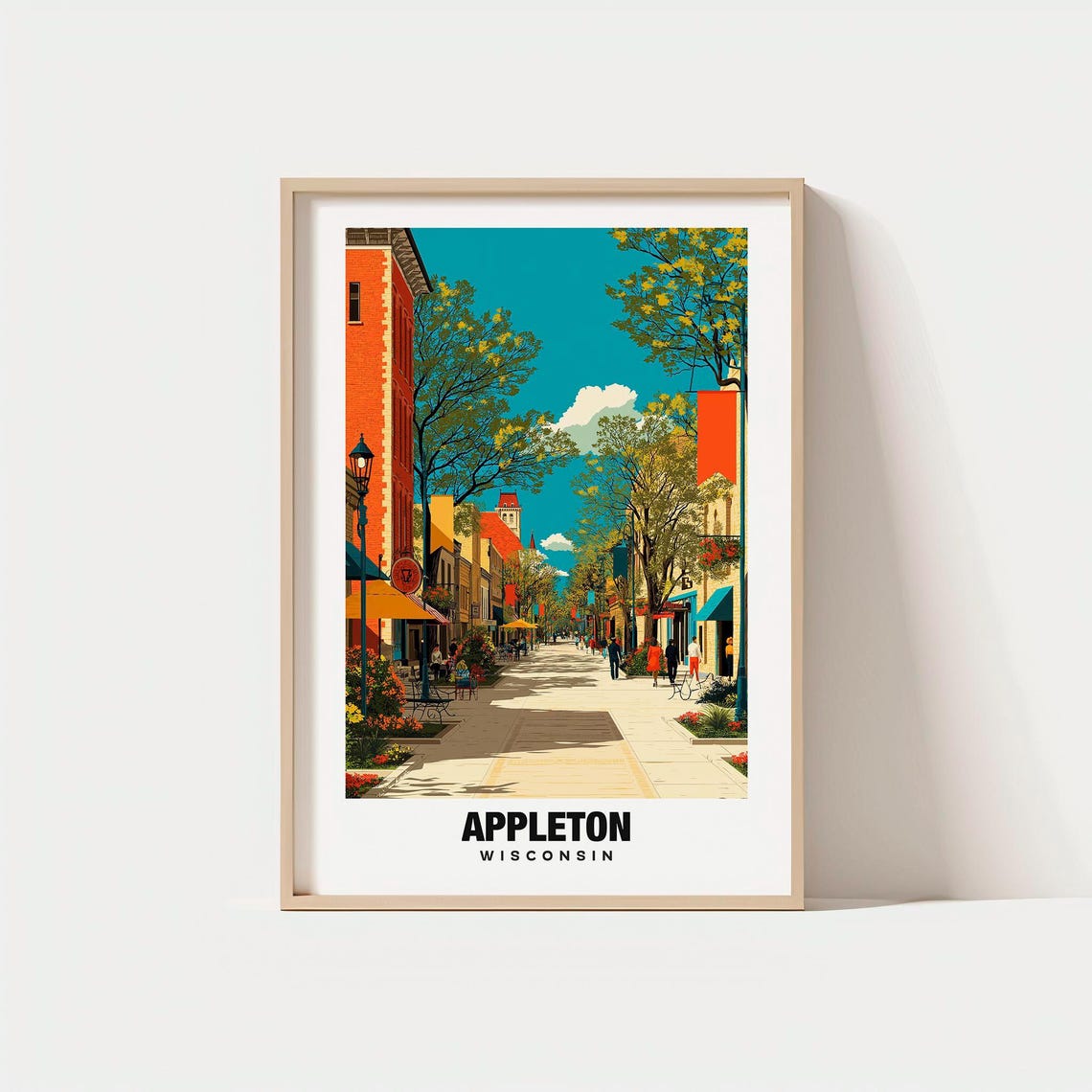 Appleton Wisconsin Charming Downtown Main Street Scene Poster