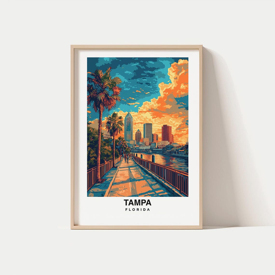 Tampa Travel Print Tampa Florida Travel Gift City Poster Wedding Gift Birthday Present Usa Culture Poster