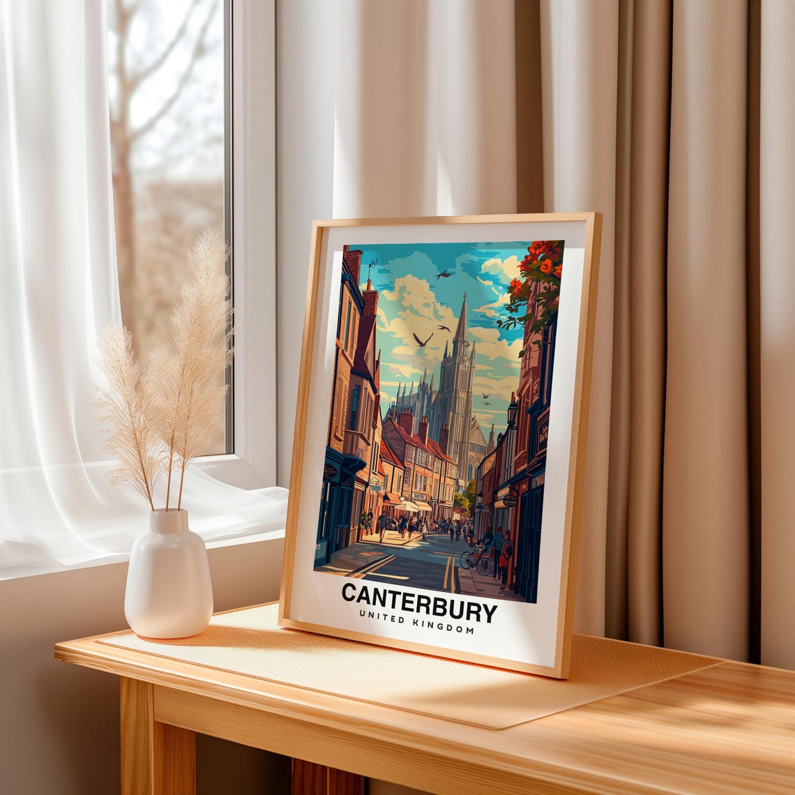 Canterbury Print England Poster Travel Wall Art Cityscape Print Scenic Art Historic Decor Cathedral View Uk Poster Travel Poster - Image 3