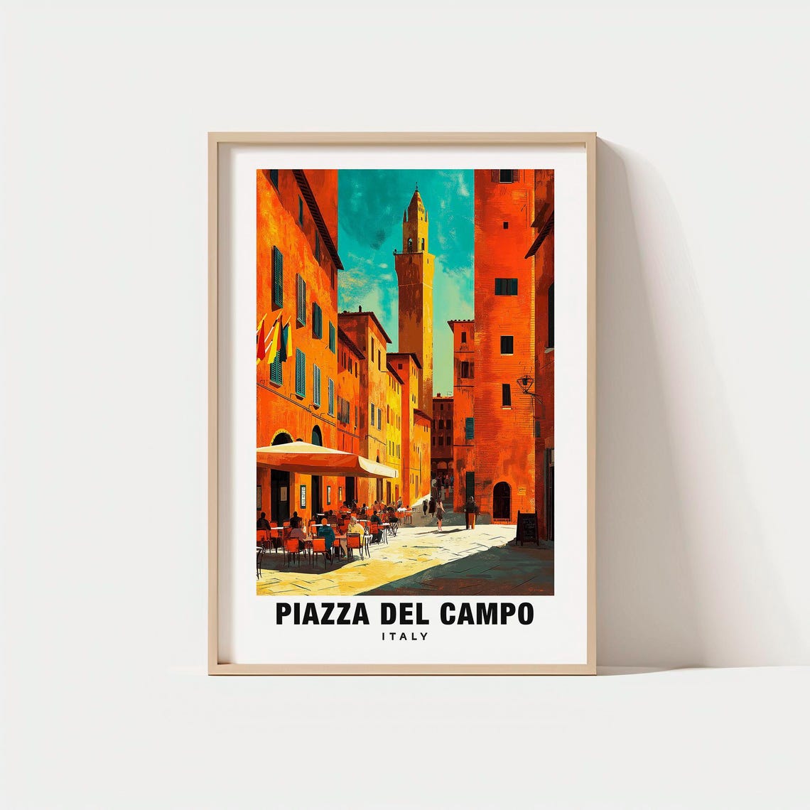 Piazza del Campo Italy Siena Square Tower Cafes Street Poster