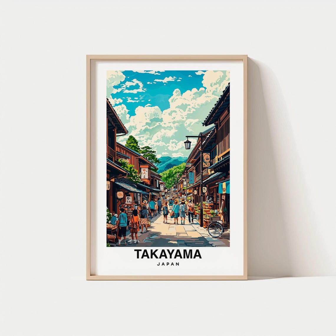 Takayama Print Travel Poster Japanese Art Historic City Scenic Views Traditional Houses Vibrant Culture Mountain Charm Japan Print