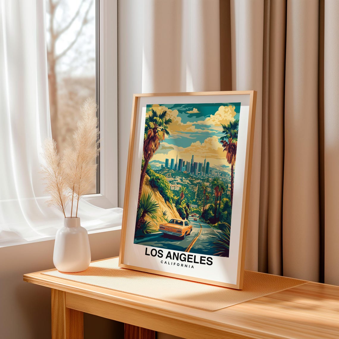Los Angeles Print California Poster Travel Wall Art Cityscape Print Scenic Art Urban Decor Landmark Print Usa Poster Travel Poster - Image 3