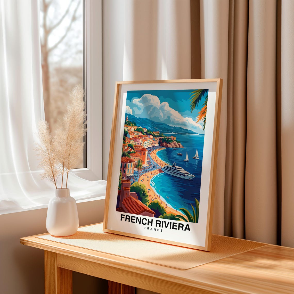 French Riviera Poster France France Print French Riviera Travel Gift French Riviera Birthday Gift Wedding Gift - Image 3