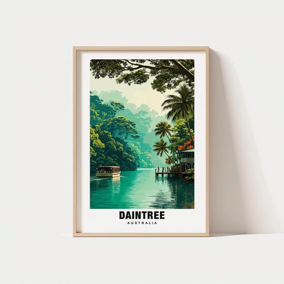 Daintree Print Queensland Poster Rainforest Views Travel Art Tropical Beauty Nature Escape Lush Scenery Wildlife Charm Oceania