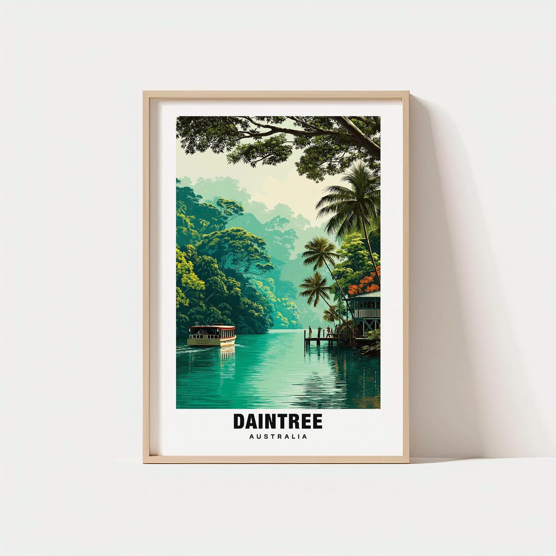 Daintree Australia Rainforest River Ferry Boat Tropical Travel Poster