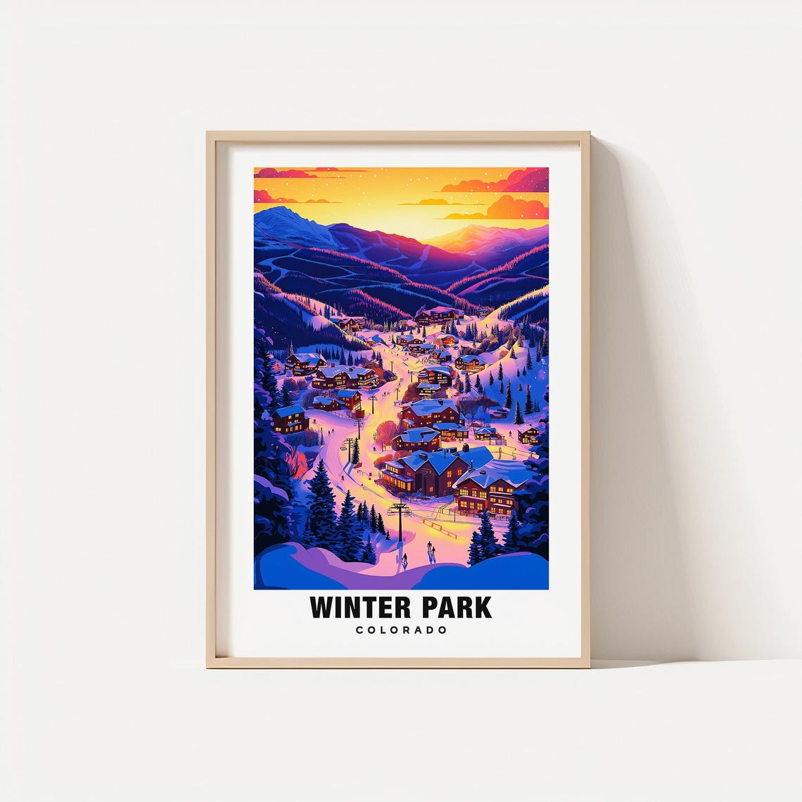 Winter Park Print Travel Poster Colorado Art Snowy Peaks Ski Resort Scenic Views Outdoor Adventure Mountain Charm Winter Wonderland