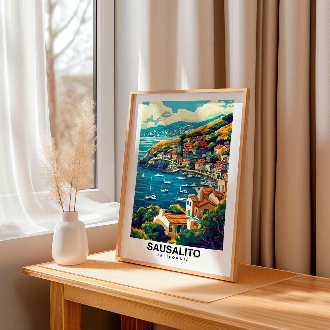 Sausalito Print California Poster Travel Wall Art Coastal Print Usa Poster Scenic Art Bay Area Decor Travel Poster - Image 3