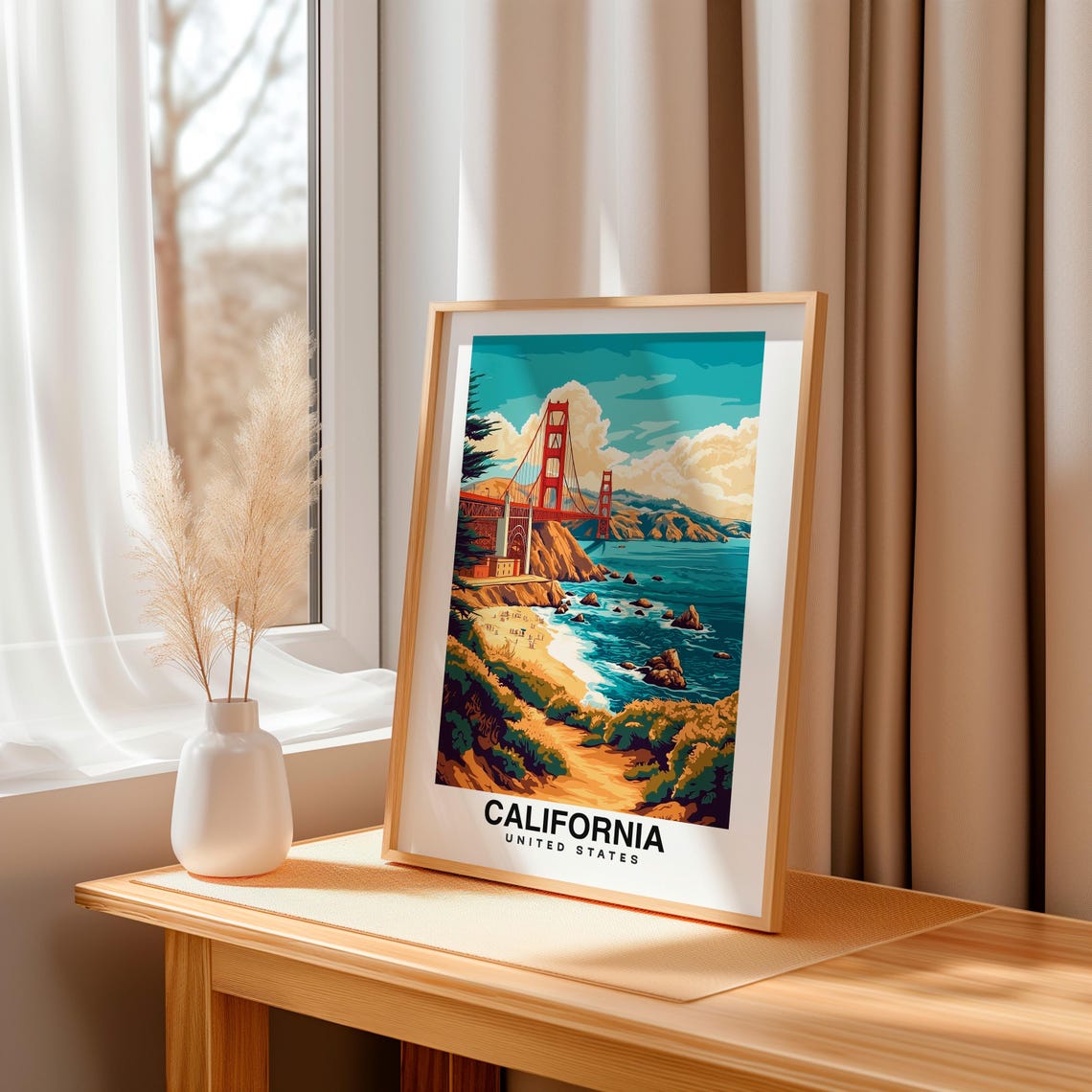 California Usa Travel Print Wall Art California Usa City Print Positano Usa Travel Gift California America Poster - Image 3