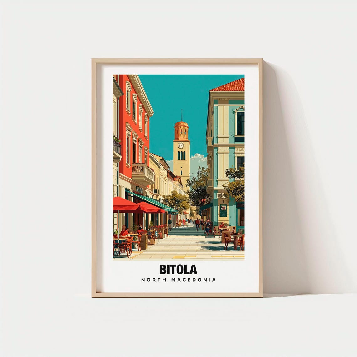 Bitola North Macedonia Clock Tower Cafe Street Old Town Poster
