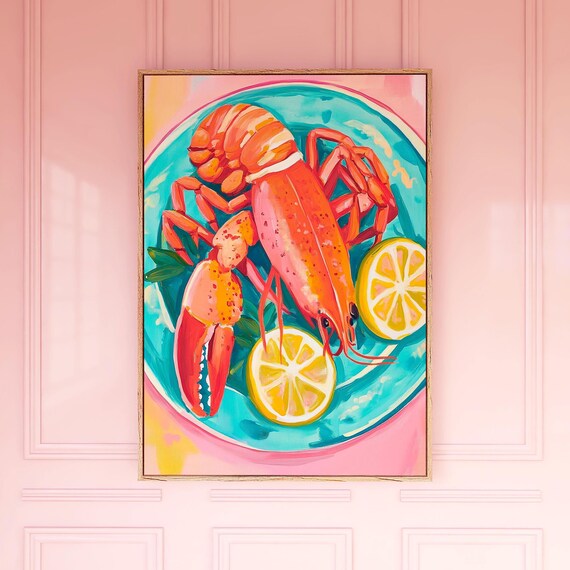Lobster Print Coastal Kitchen Wall Art