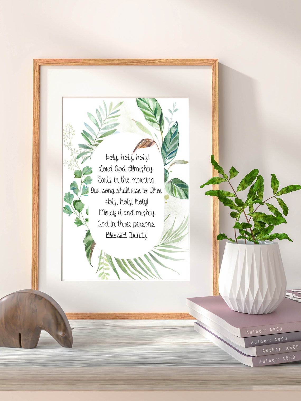 Holy Holy Holy Hymn Botanical Greenery Christian Scripture Wall Poster - Image 2