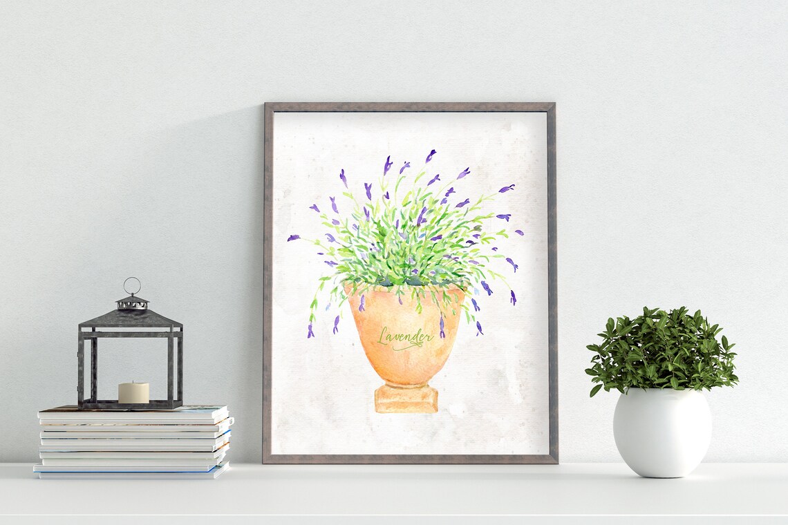 Lavender Watercolor Herb in Classic Urn Botanical Wall Poster - Image 3