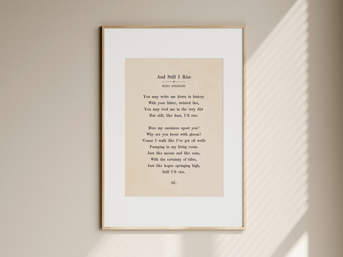 Maya Angelou And Still I Rise Poem Book Page Literary Poster - Image 2