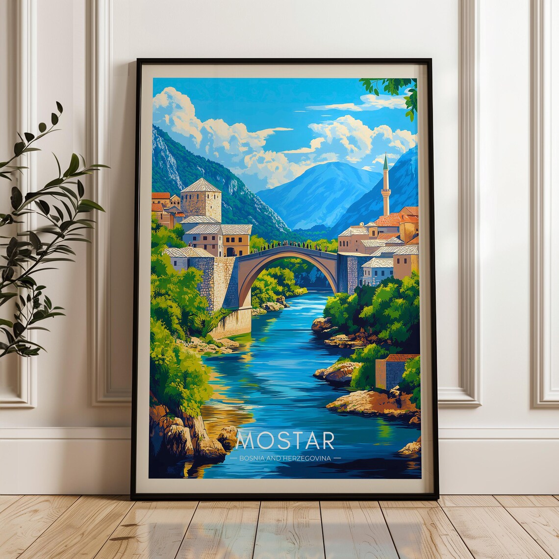 Mostar Travel Poster, Bosnia and Herzegovina