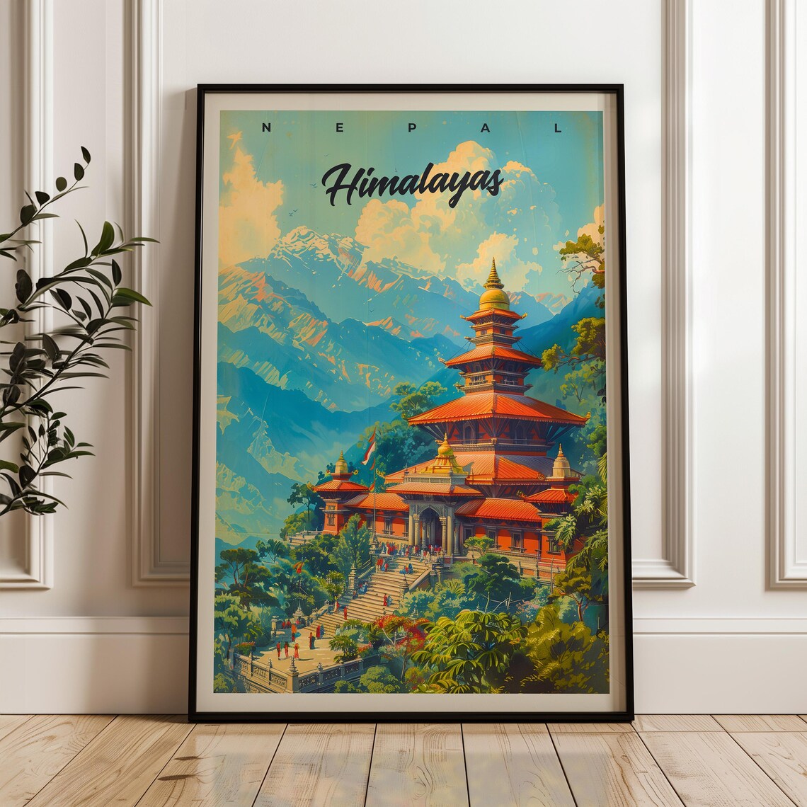Himalayas Travel Poster, Nepal Mountain Art Print