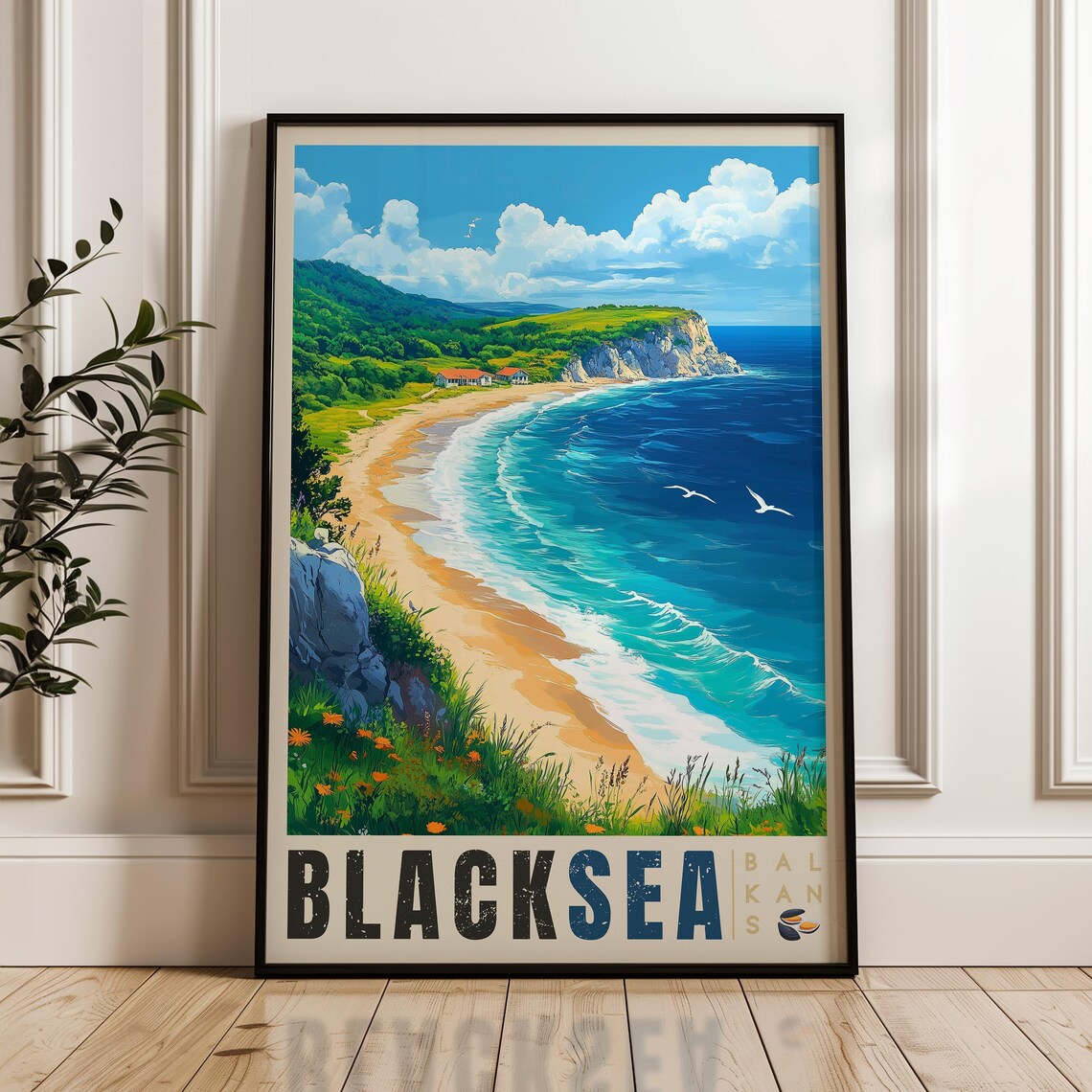 Black Sea Travel Poster Balkans Illustration Art Coastal Decor