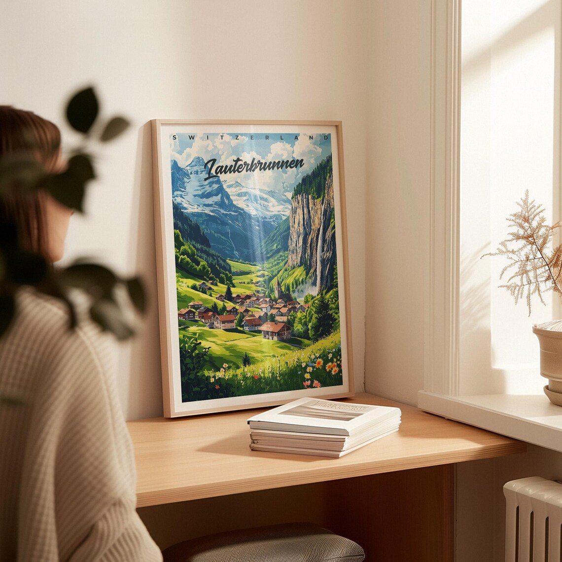 Lauterbrunnen Travel Poster, Switzerland Mountain Print - Image 2