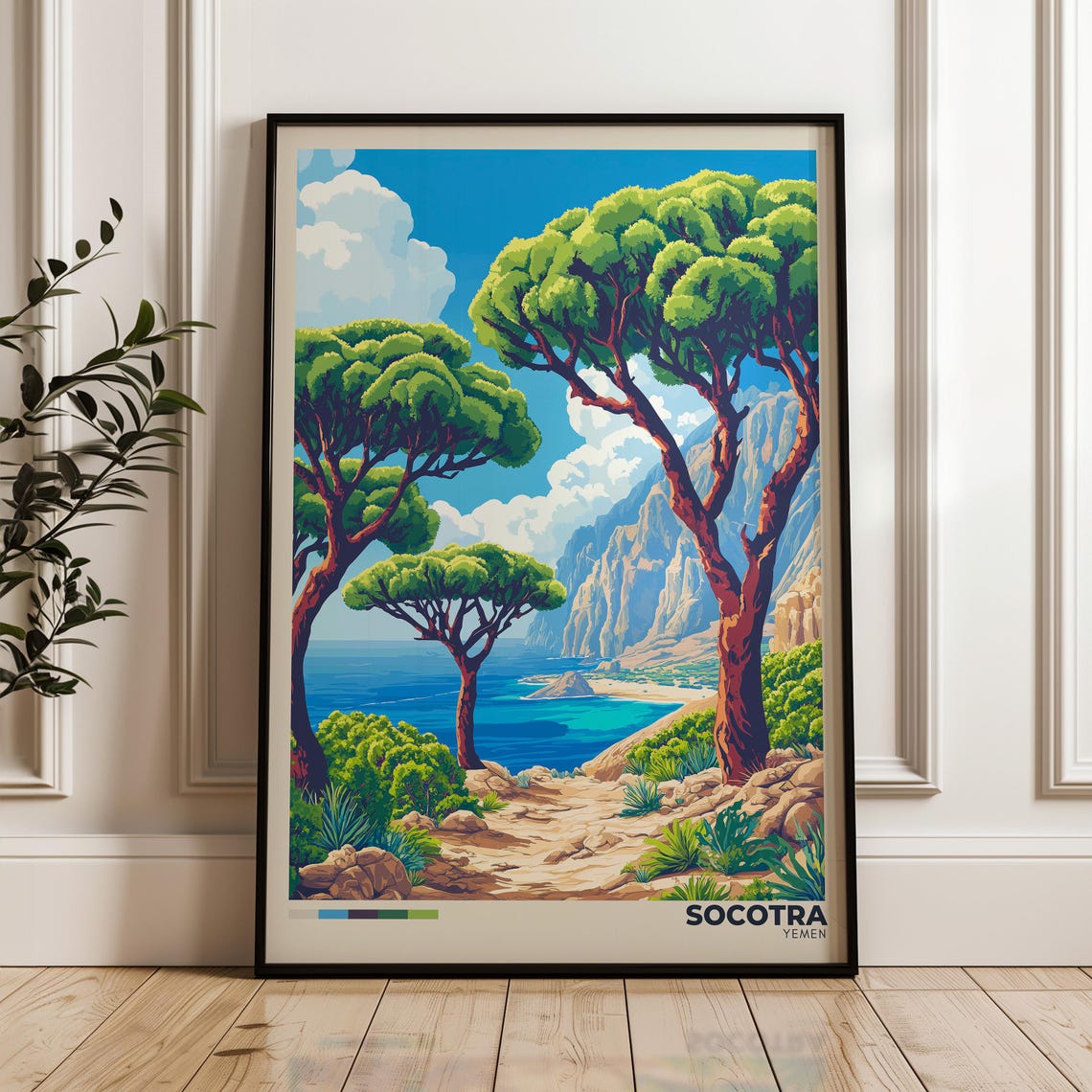 Socotra Yemen Dragon Blood Trees Turquoise Coastal Cliffs Poster