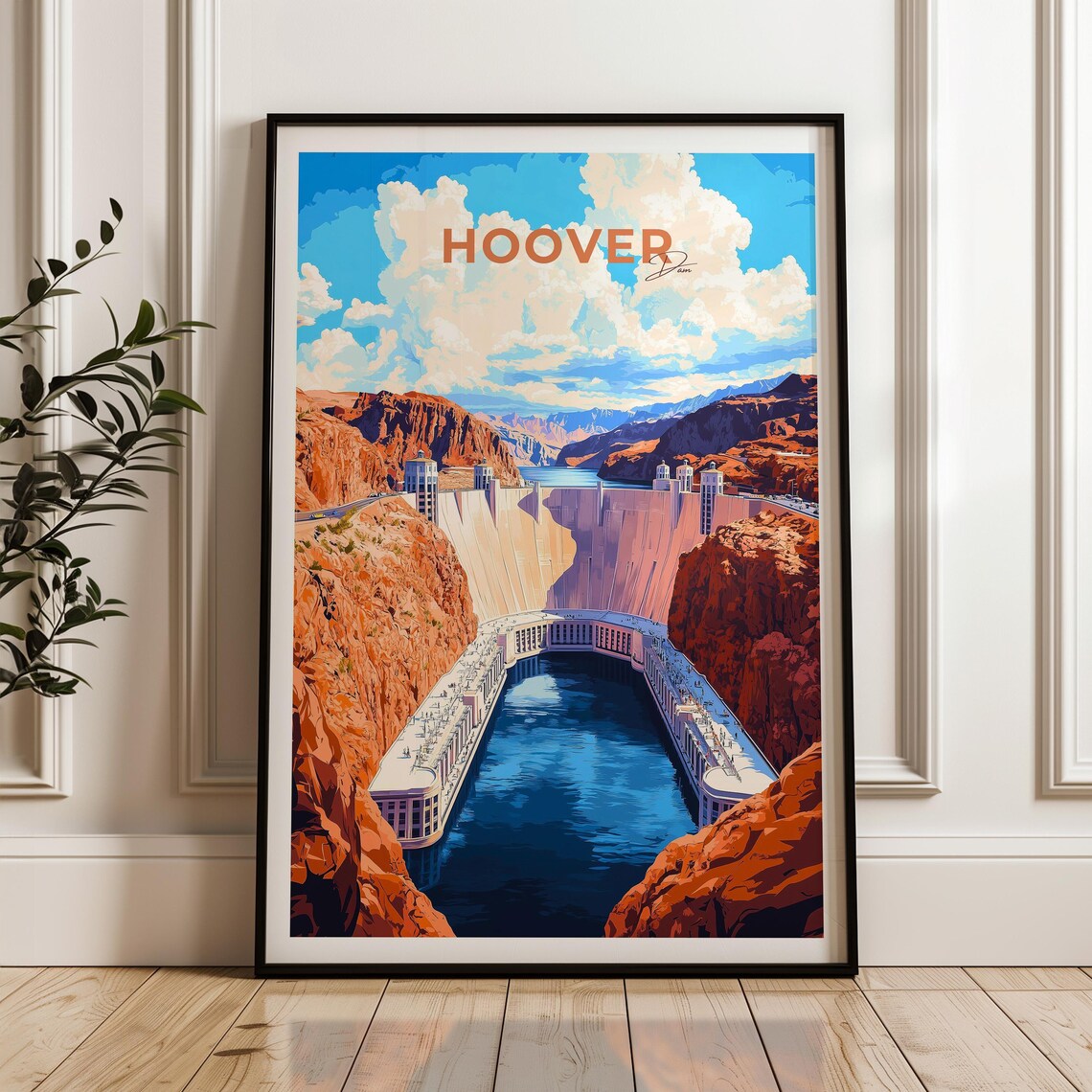 Hoover Dam Travel Poster, Nevada Wall Art Print