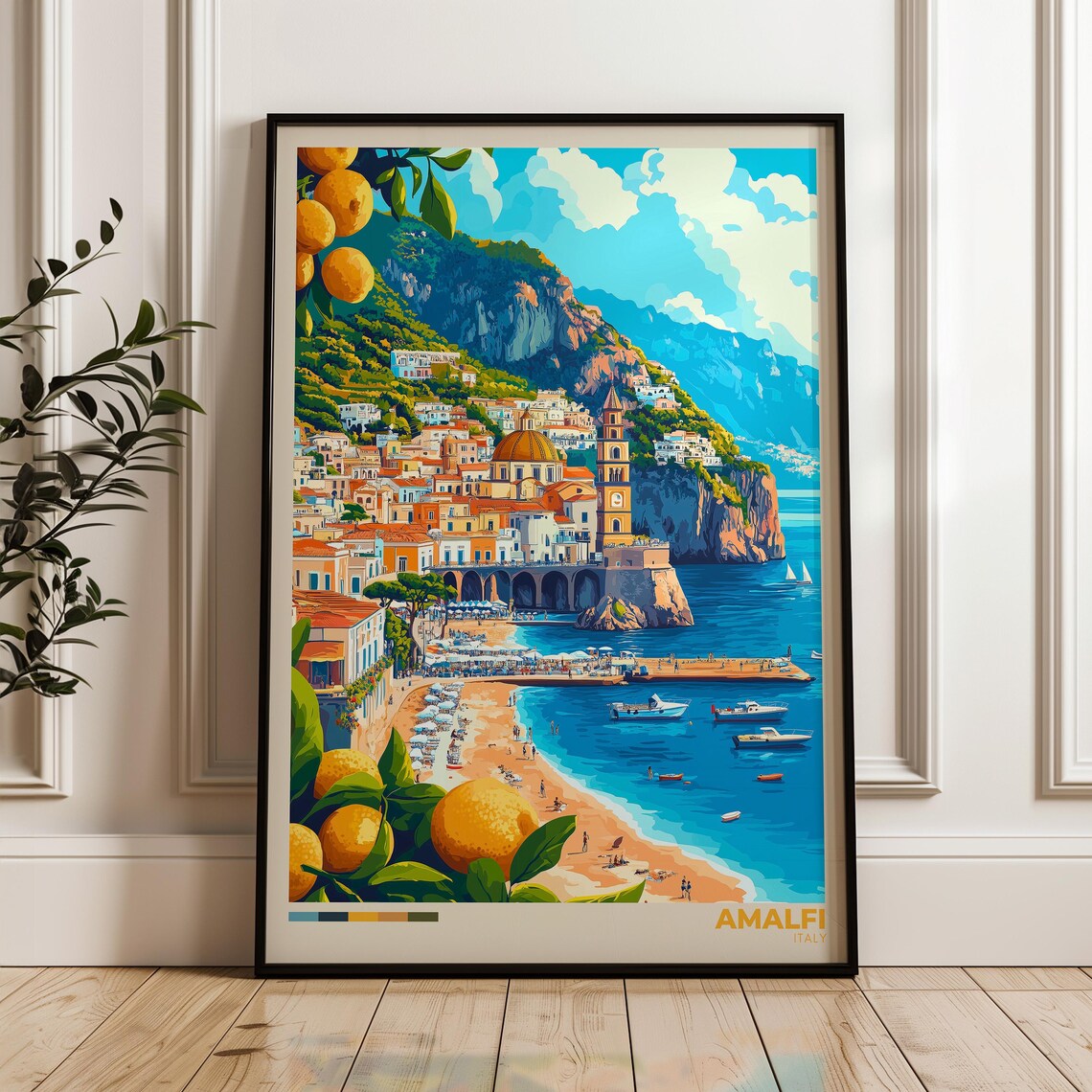 Amalfi Travel Poster, Italy Coast Wall Art Print
