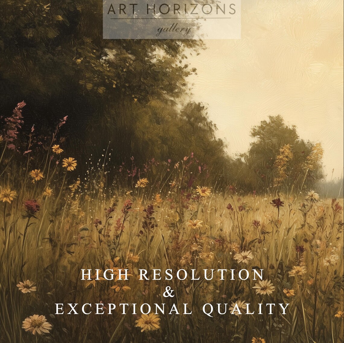 Golden Hour Summer Meadow Wildflowers Warm Vintage Landscape Poster - Image 4