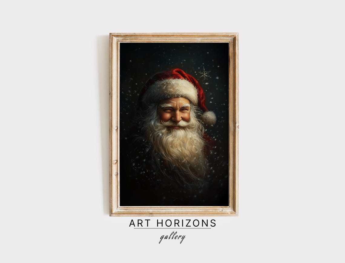 Santa Claus Portrait Wall Art Print Christmas Art Winter Holidays Painting Farmhouse Christmas Decor Santa Claus Art A129
