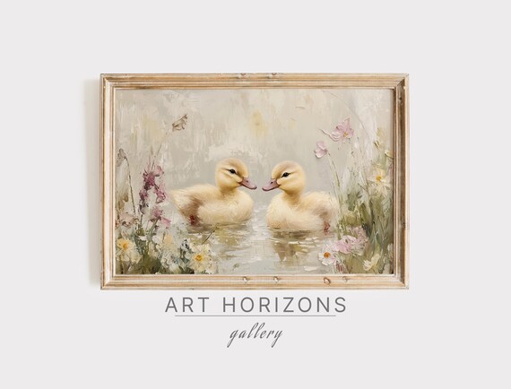 Baby Duck Abstract Thick Oil Painting Farm Animals Nursery Wall Art Boho Home Decor Kids Room Print Art Moody Spring Easter Artwork A318