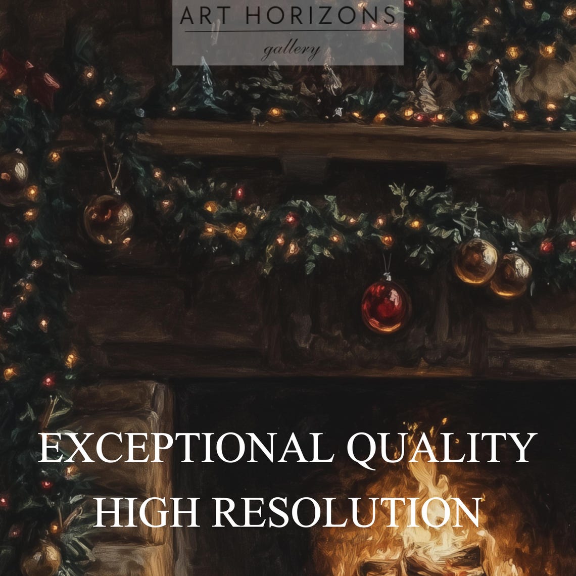 Santa Claus Reading Letters Stone Fireplace Garland Christmas Wall Art - Image 3