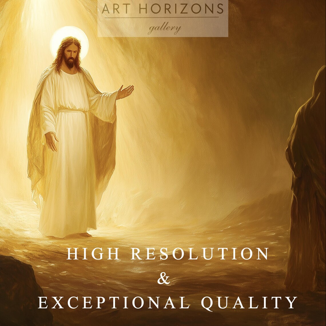 Jesus Leaving The Tomb He Is Risen Glowing Easter Resurrection Art Wall Poster - Image 3