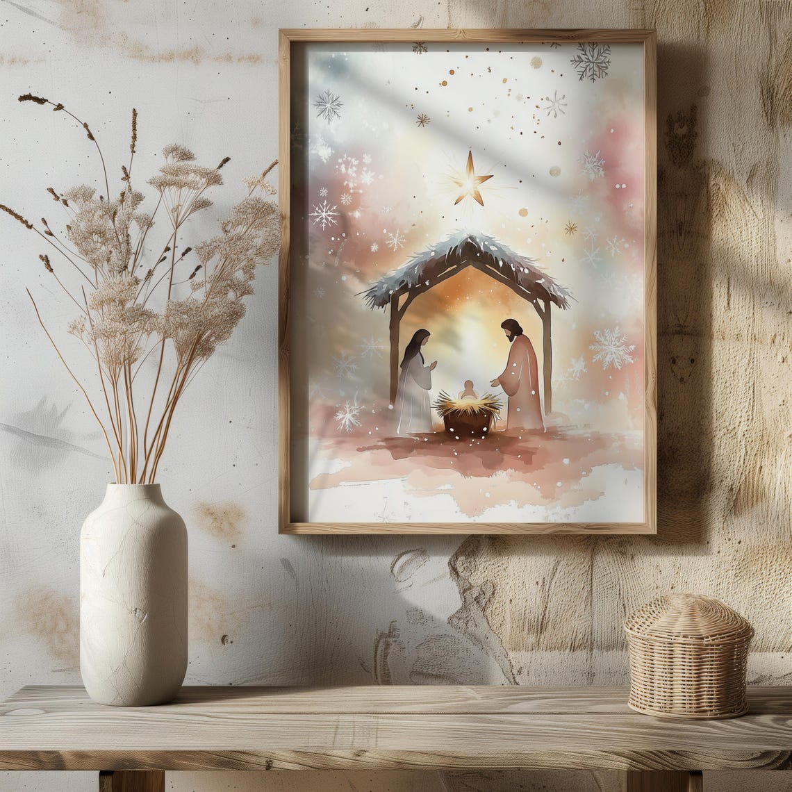 Christmas Nativity Scene Birth Of Jesus Art Wall Art Christmas Print Wall Art Watercolor Painting Christian Faith Gift A134 - Image 3