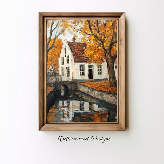 Autumnal Scene With Trees Art Printout Wall Vintage Prints Print Oil Painting