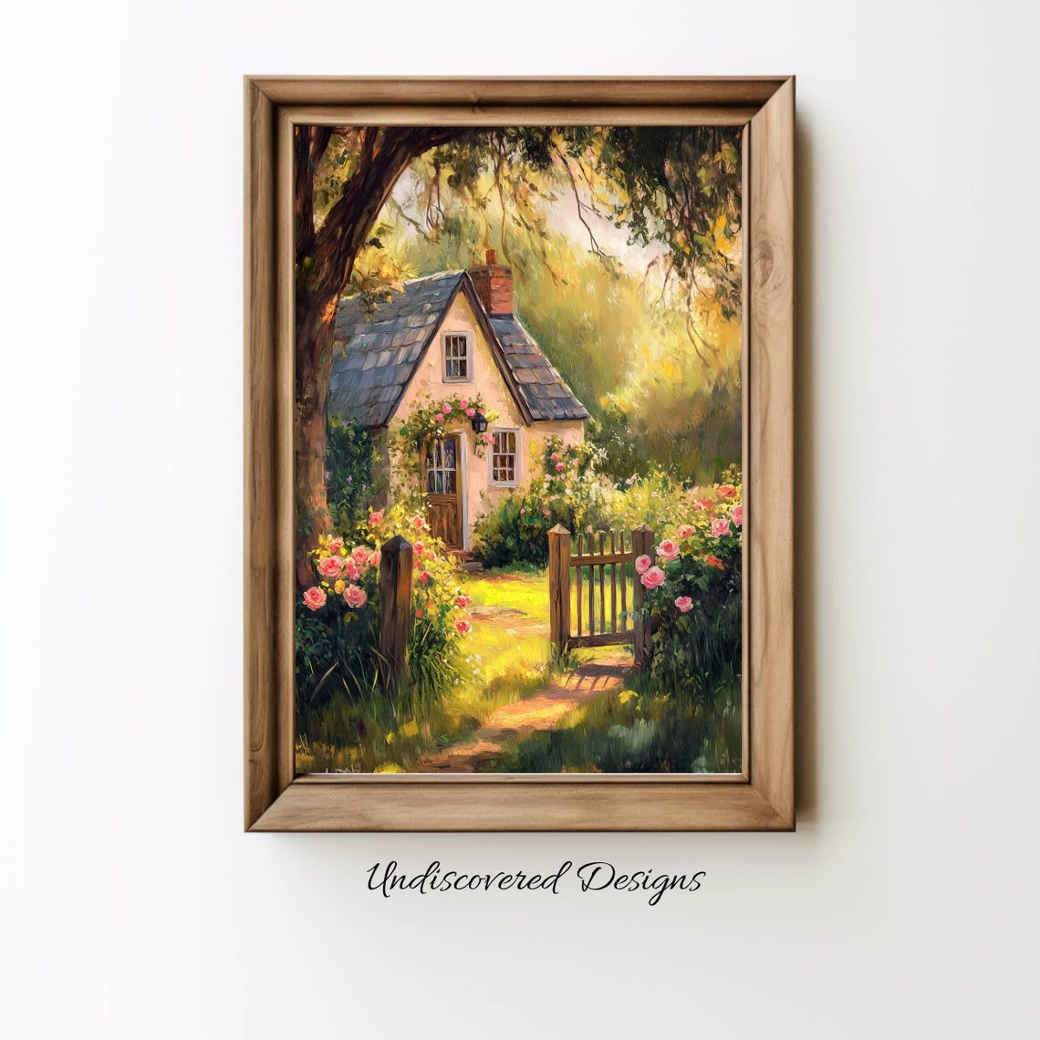 Sunlit English Rose Cottage Garden Path Charming Home Art Print
