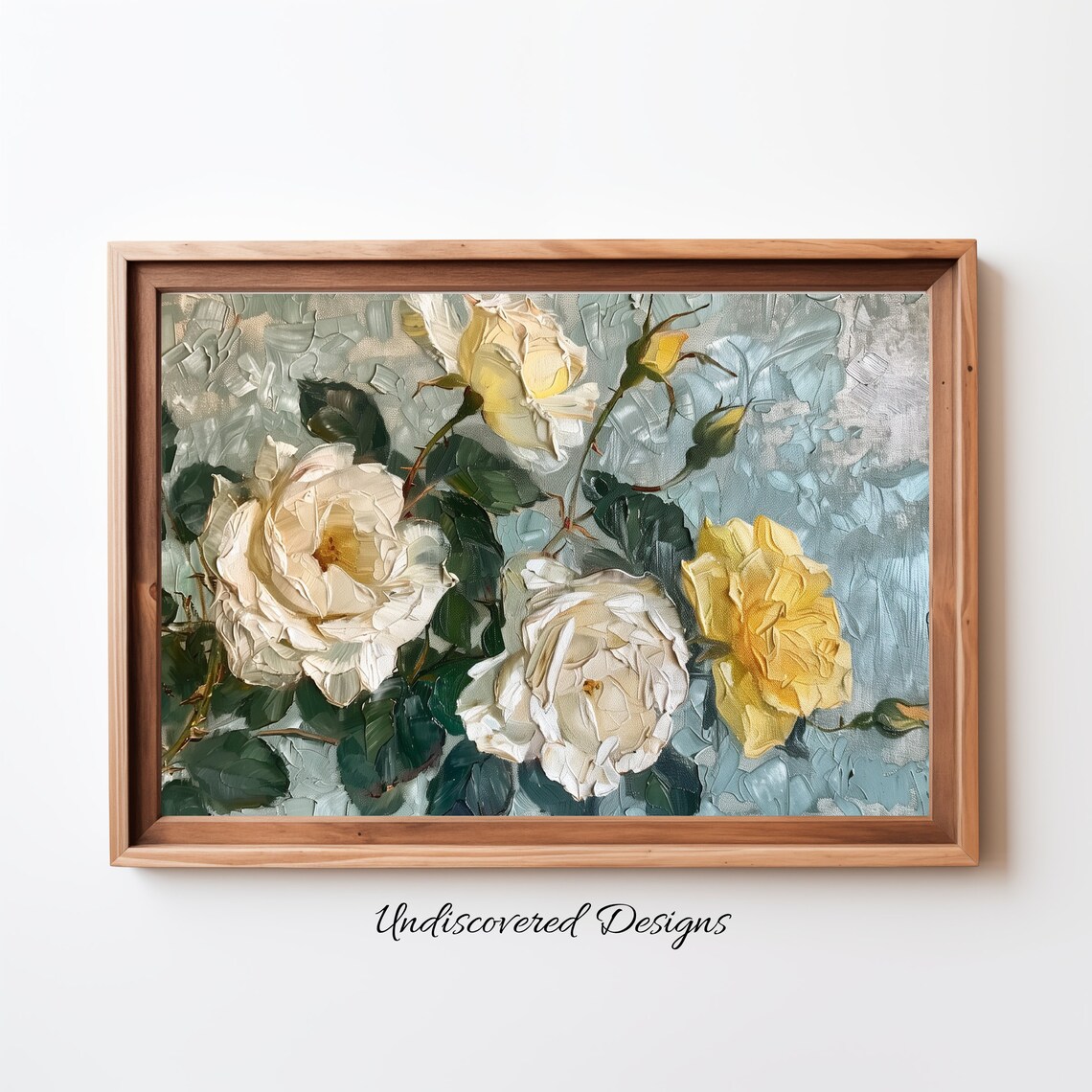 Vintage White Roses Oil Painting Still Life Floral Art Print