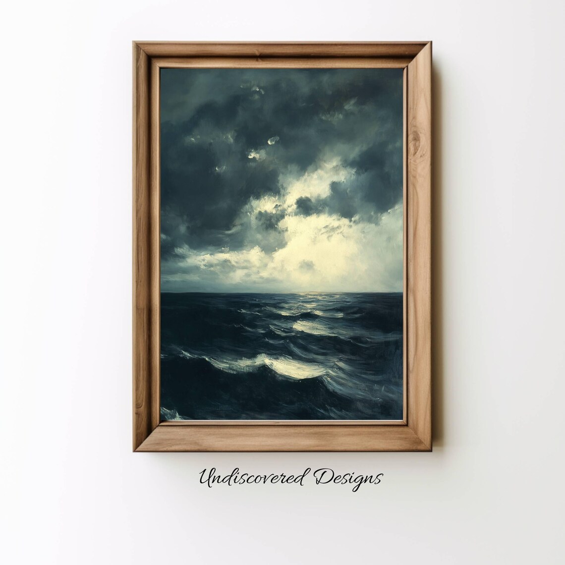 Dark Stormy Ocean Waves Moody Seascape Oil Painting Wall Art