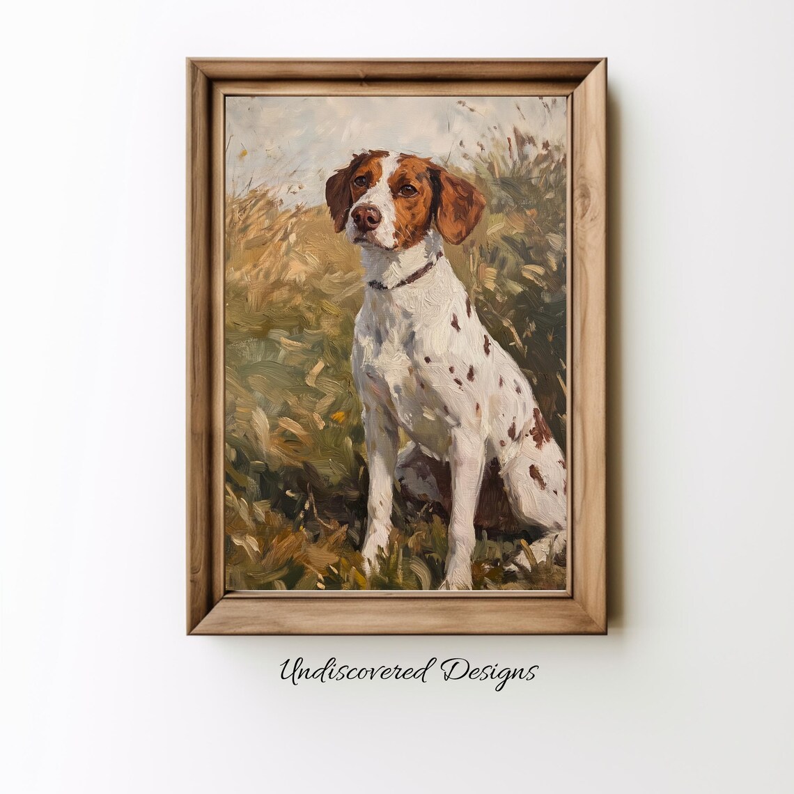 Brittany Spaniel Hunting Dog Vintage Field Oil Painting Poster